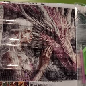 Fantasy Diamond Painting Kit with Woman And Her Dragon 30x30